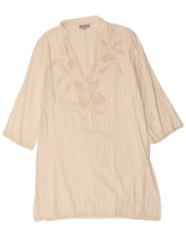 Antica Sartoria Vestido túnica de manga 3/4 para mujer UK 44 Mediano Rayas blancas