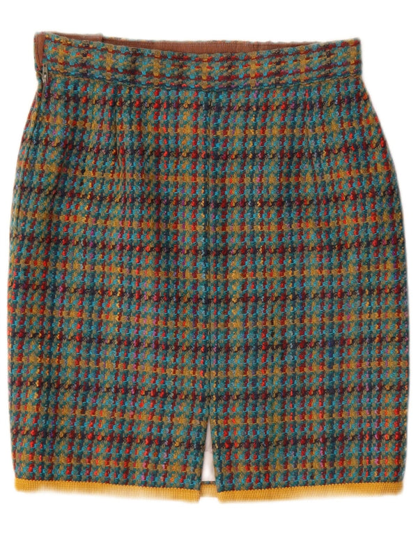 Falda Lápiz Vintage para Mujer W28 Talla Mediana A Cuadros Multicolor