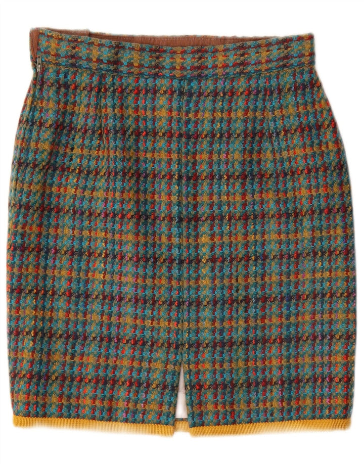 Falda Lápiz Vintage para Mujer W28 Talla Mediana A Cuadros Multicolor