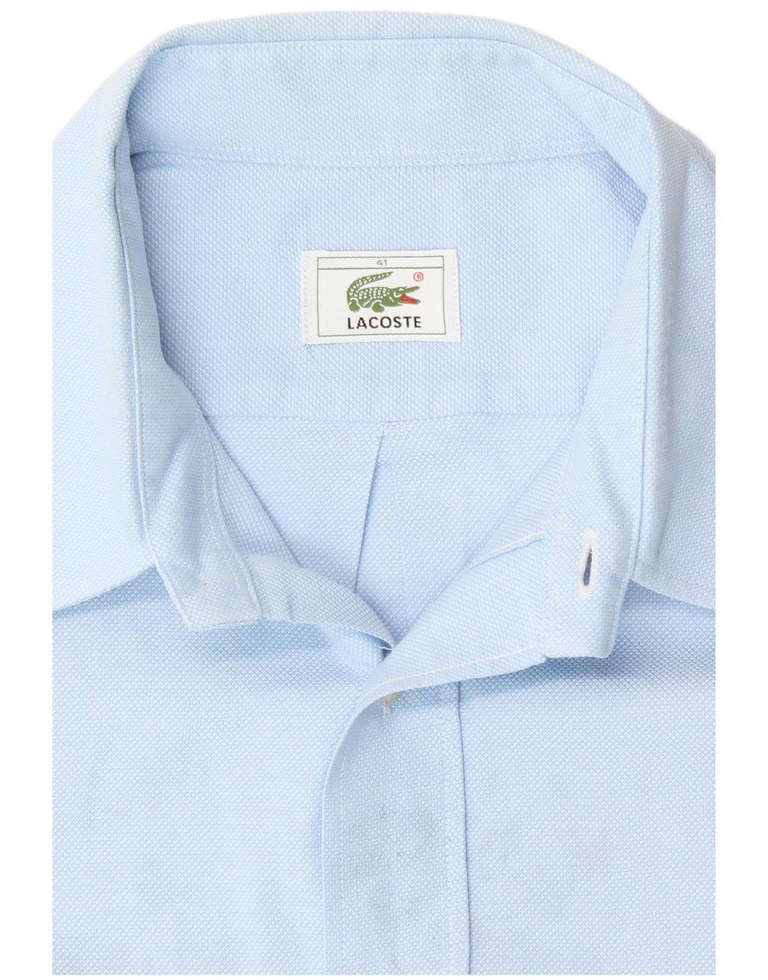 Camisa Lacoste Hombre Manga Corta Talla 41 Algodón Azul Grande