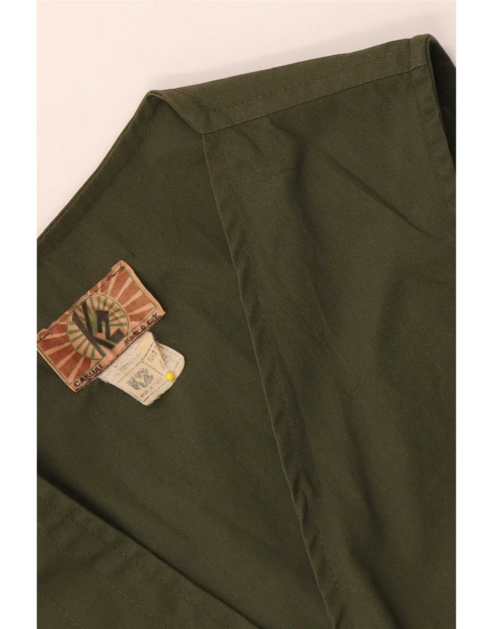 Vintage hombres utilitario gilet IT 46 pequeño algodón caqui