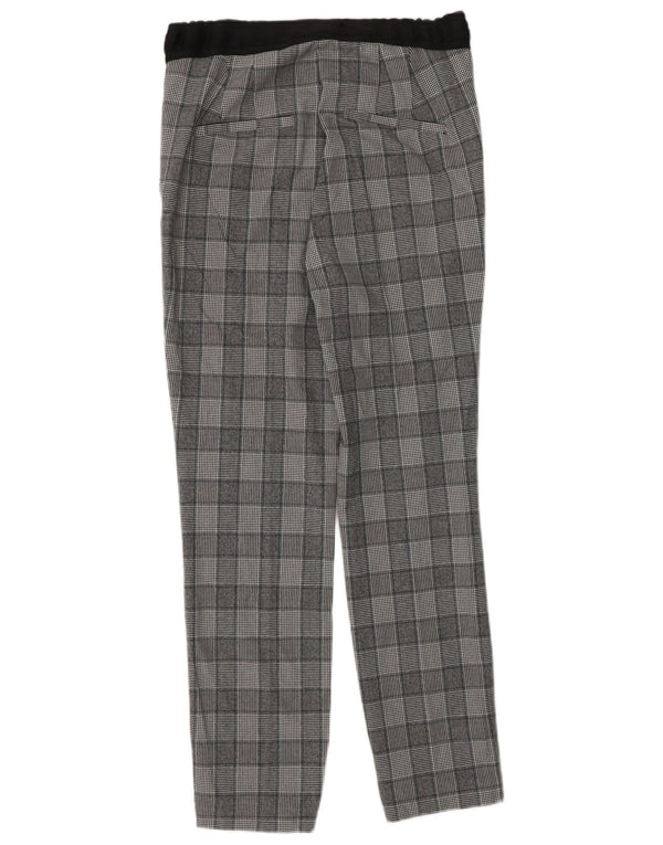 Zara Mujer Pantalones Casuales Slim UK 8 Small W26 L26 Gris Cuadros Clásico