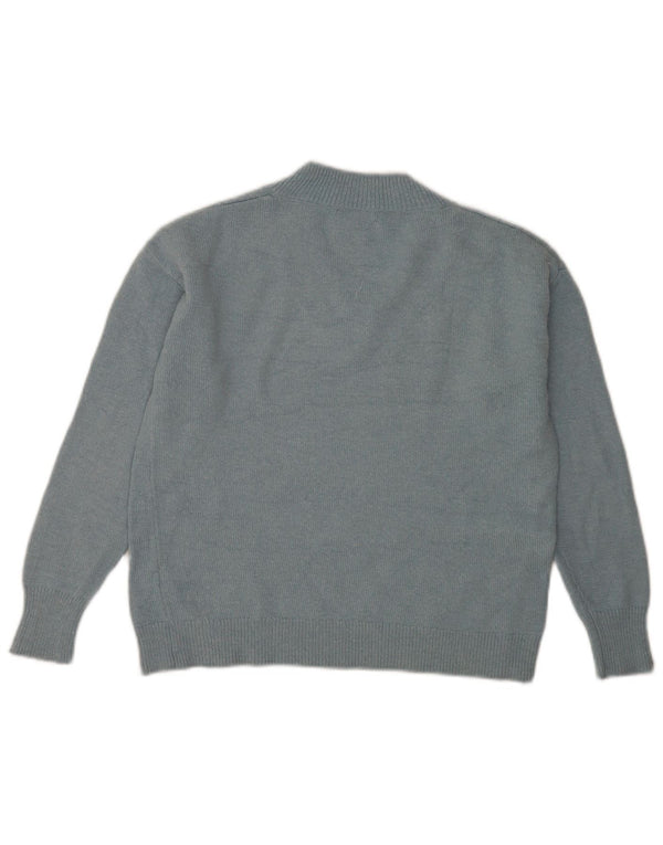 Massimo Dutti Jersey Mujer Cuello Pico UK 44 Poliamida Azul Medio