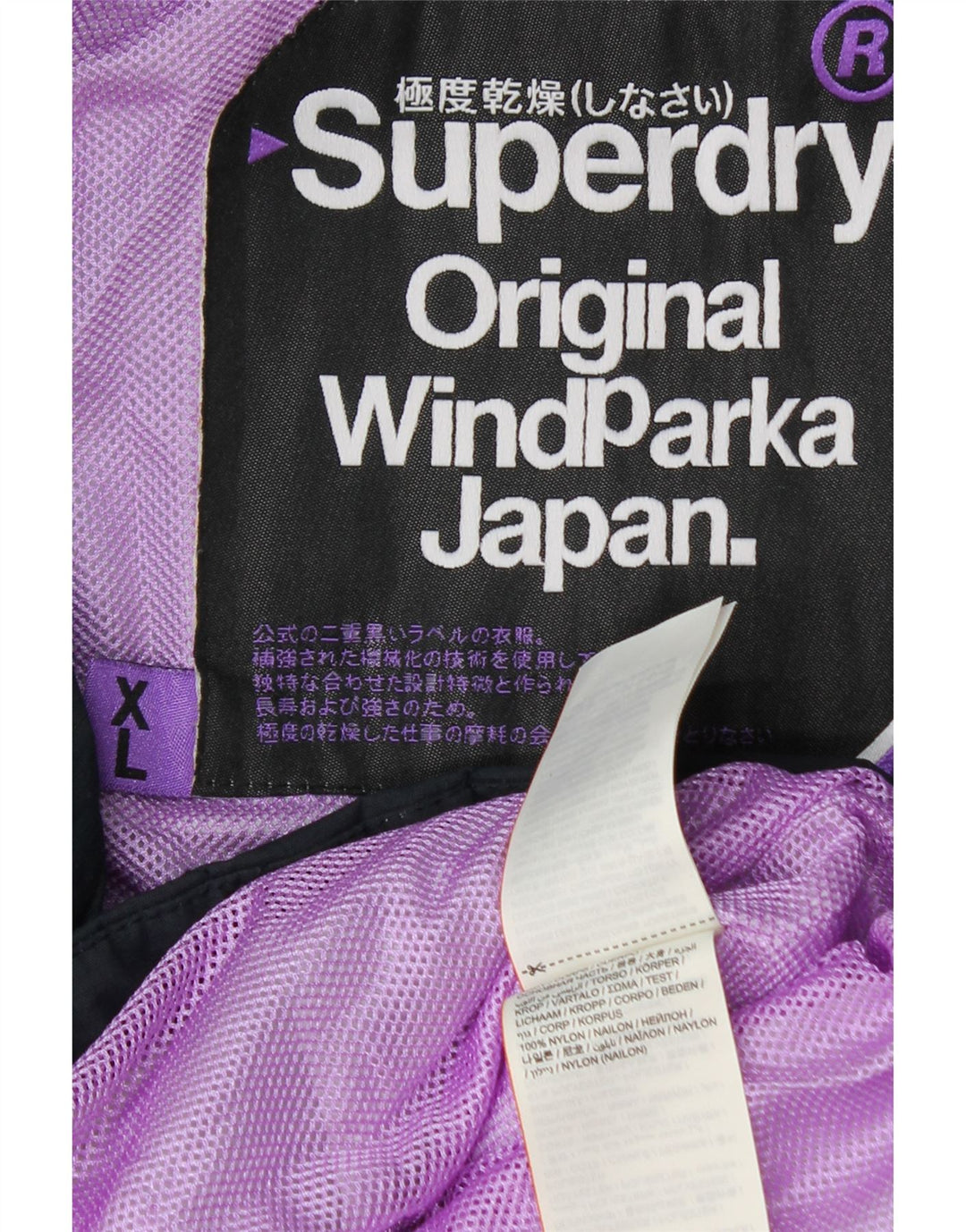 SUPERDRY Parka con capucha Windparka para mujer UK 40 XL Nylon azul marino