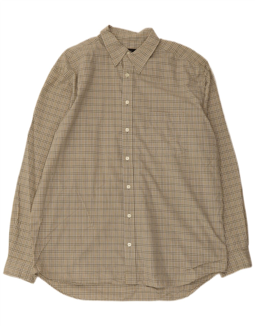 EDDIE BAUER Camisa alta para hombre Algodón a cuadros caqui grande