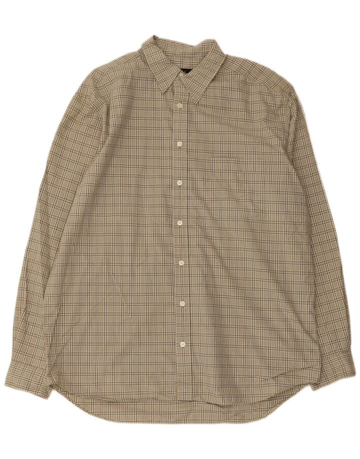 EDDIE BAUER Camisa alta para hombre Algodón a cuadros caqui grande