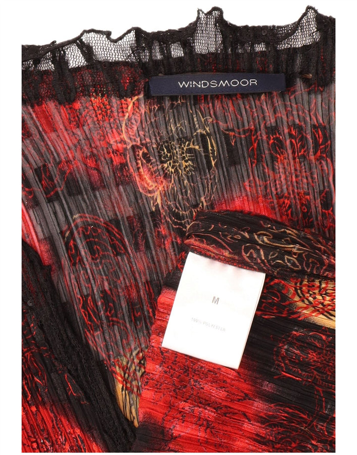 WINDSMOOR Womens See Through Cardigan Top UK 14 Medium Red Paisley