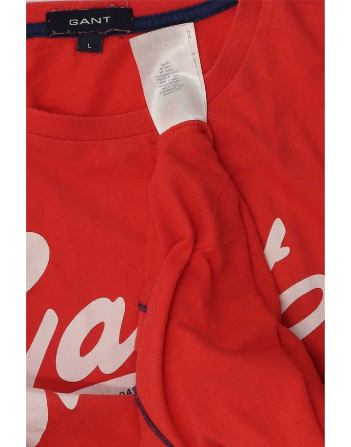 Gant Camiseta Gráfica Para Hombre Top Grande De Algodón Rojo