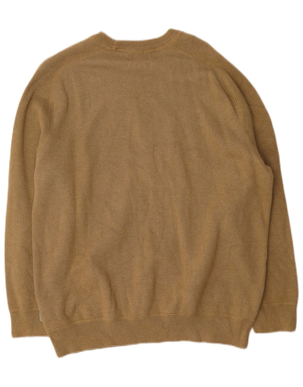 Superdry Jersey con cuello barco para hombre, talla 2XL, algodón caqui