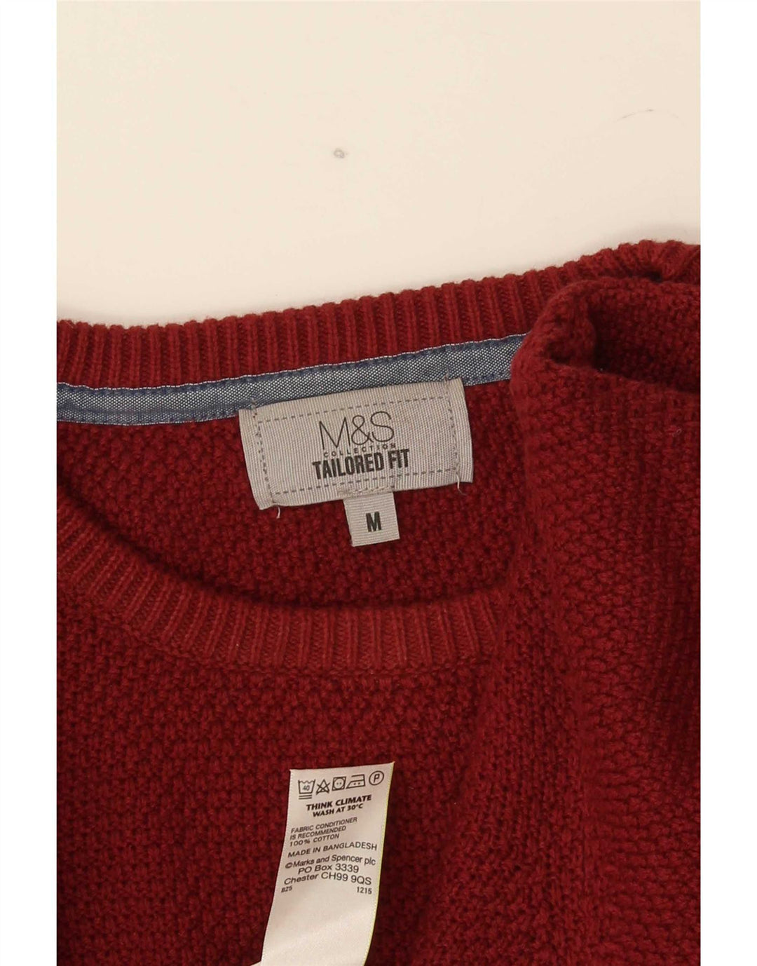 Marks & Spencer Suéter tipo jersey con cuello redondo y ajuste a medida para hombre Borgoña medio