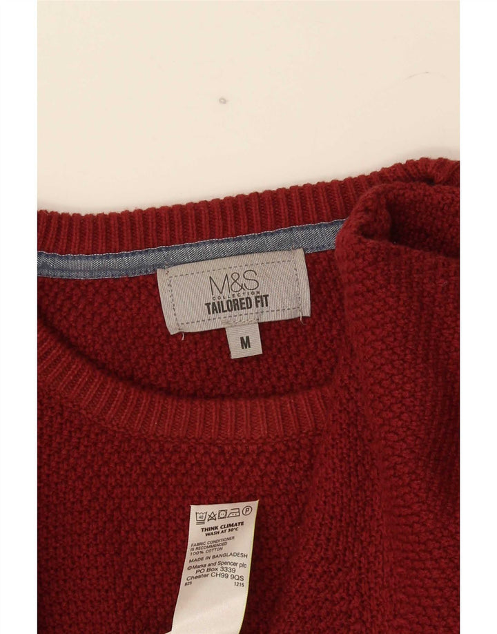 Marks & Spencer Suéter tipo jersey con cuello redondo y ajuste a medida para hombre Borgoña medio