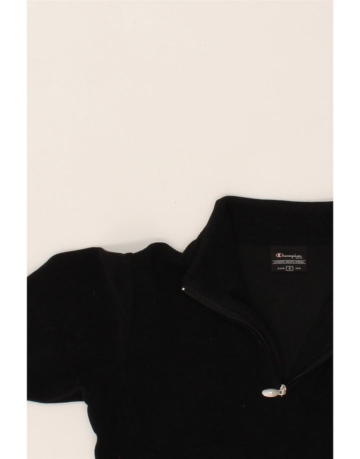 CHAMPION Womens Zip Neck Fleece Jumper UK 10 Small Black Polyester Vintage Champion and Second-Hand Champion from Messina Hembry 
