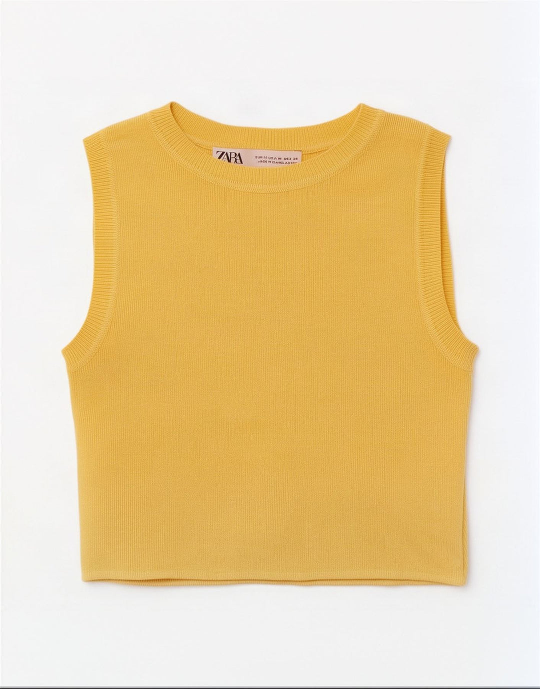Zara Mujer Crop Vest Top UK 12 Viscosa Amarilla Mediana