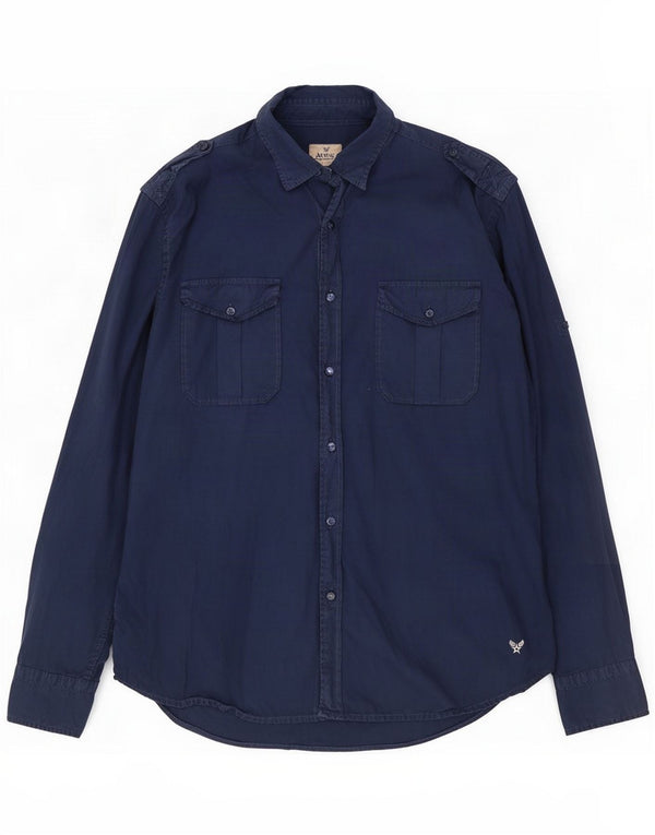 Camisa militar para hombre Avirex Algodón azul marino grande