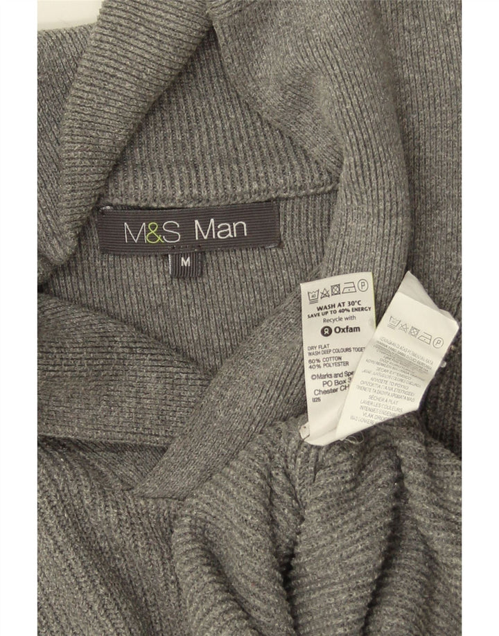 Marks & Spencer Jersey con cuello tipo chal para hombre de algodón gris medio