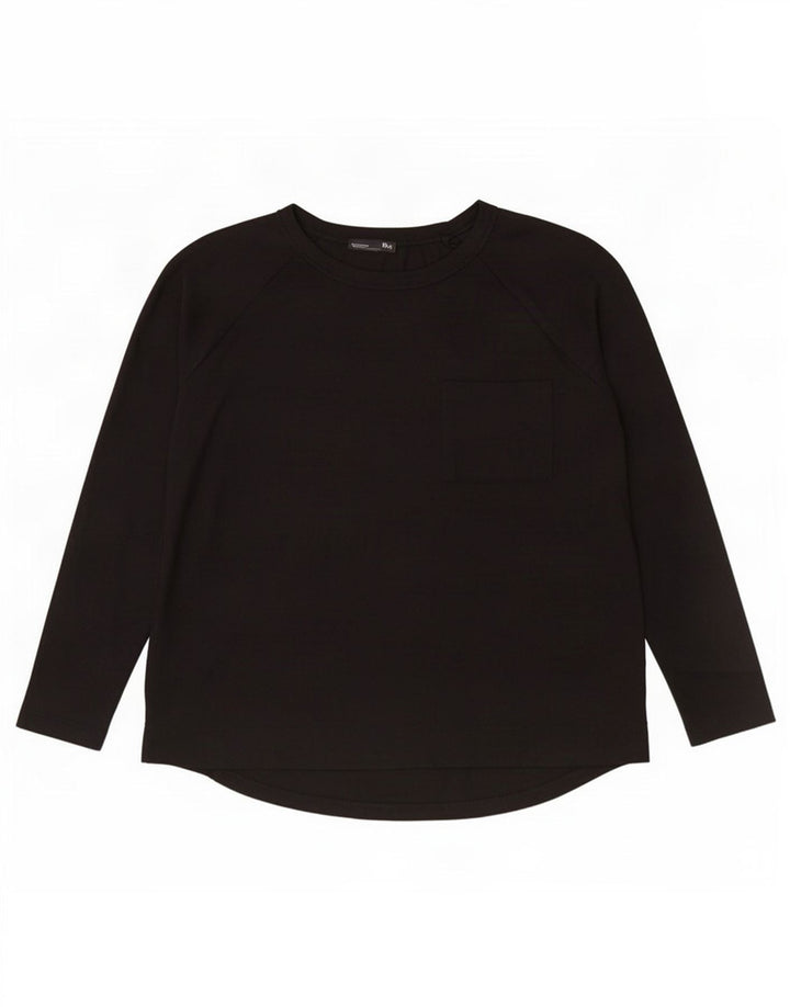 Zara Mujer Top Manga Larga UK 42 Mediano Negro