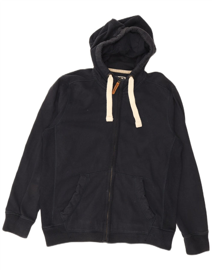 FAT FACE Suéter con capucha y cremallera para hombre, tamaño grande, algodón azul marino