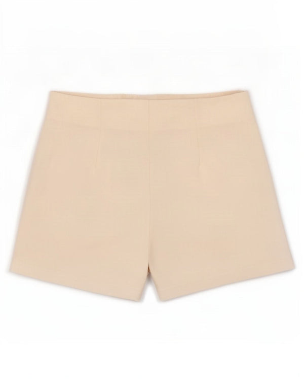 Zara Mujer Pantalones Cortos Casuales De Cintura Alta Mediano W28 Algodón Blanco