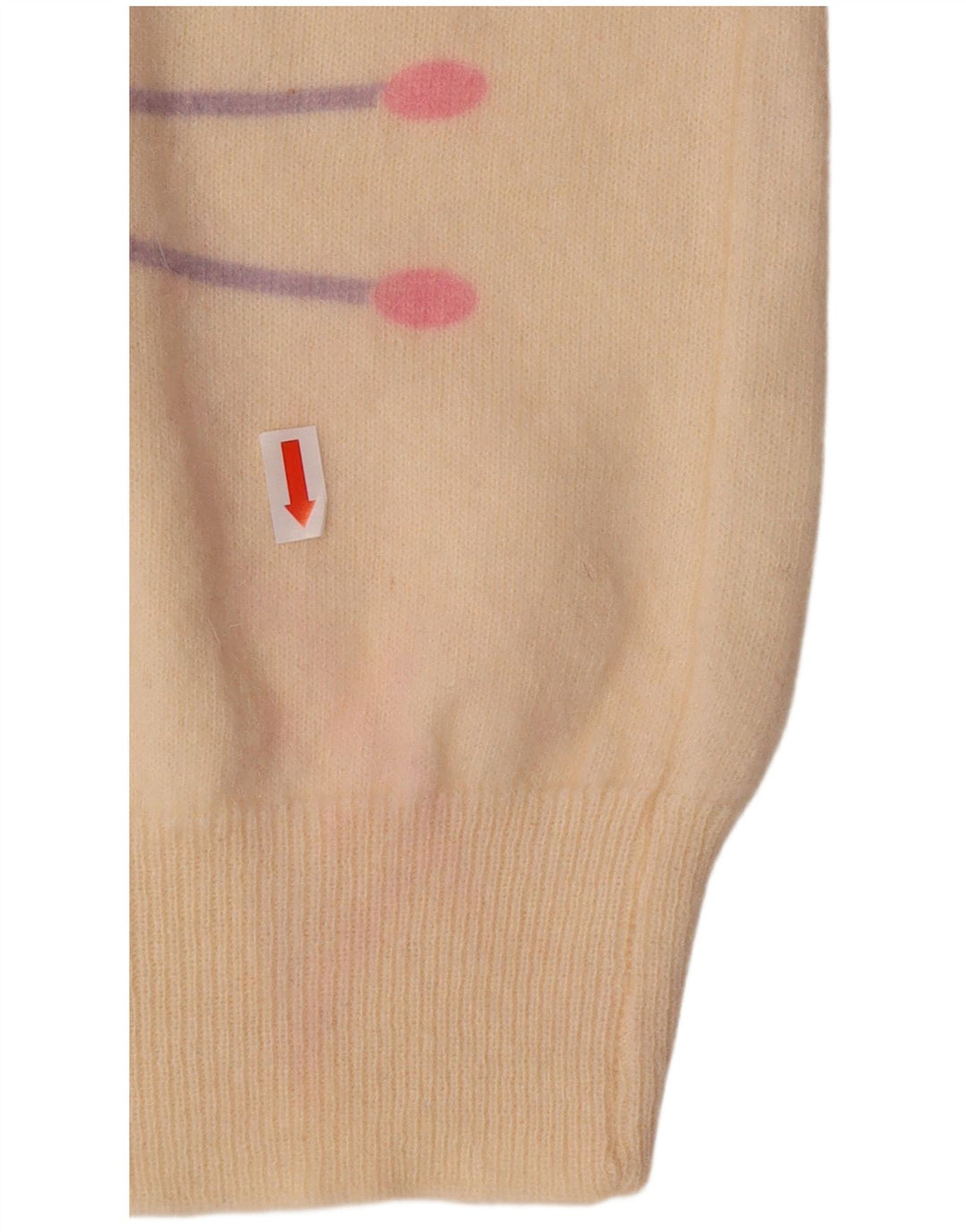 VINTAGE Mujer Crew Neck Jumper Suéter Reino Unido 16 Grande Off White Geométrico