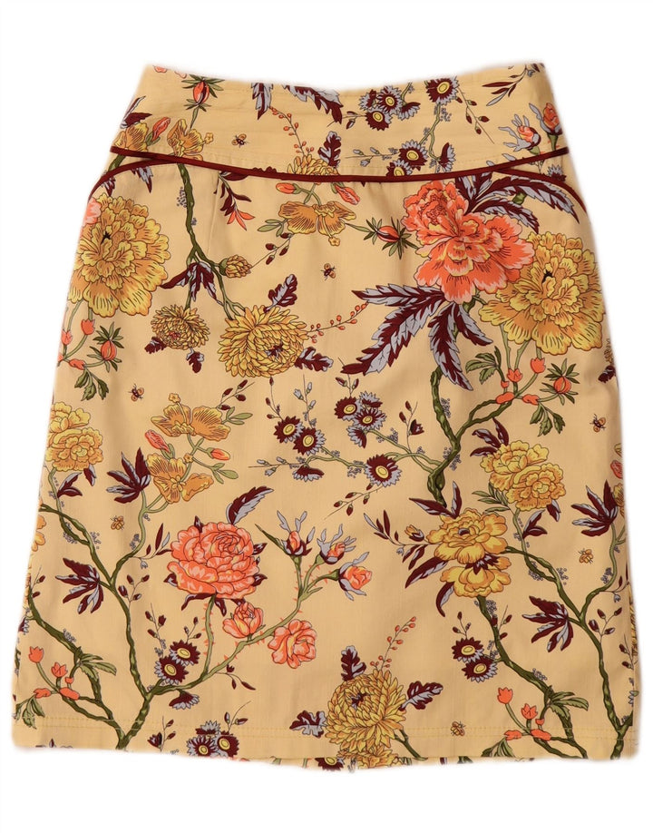 Vintage mujer Midi falda mediana W28 amarillo floral