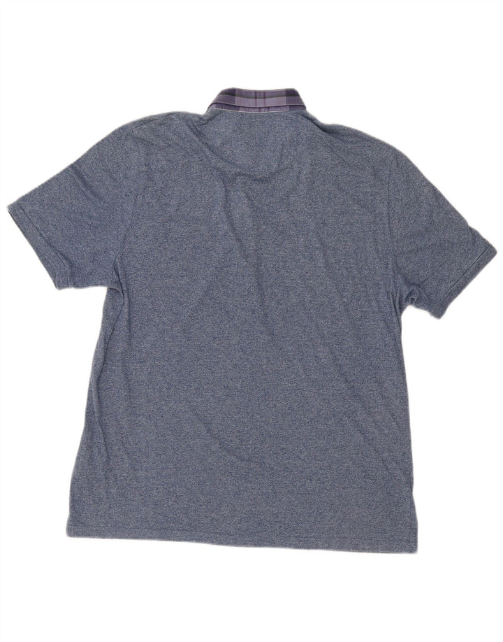 Ted Baker Polo para hombre Talla 6 2XL Algodón moteado azul