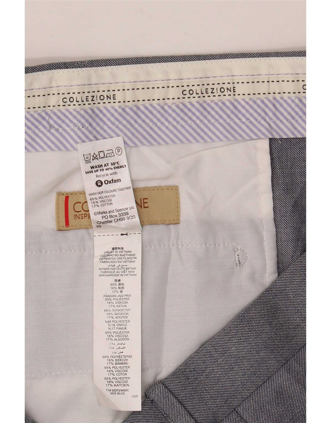 Marks & Spencer Pantalón chino recto para hombre W44 L29 Poliéster gris