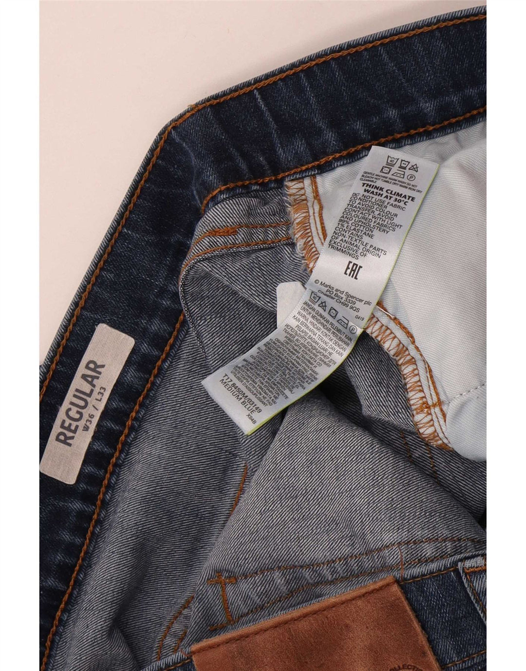 Vaqueros rectos regulares para mujer Marks & Spencer W36 L29 Algodón azul