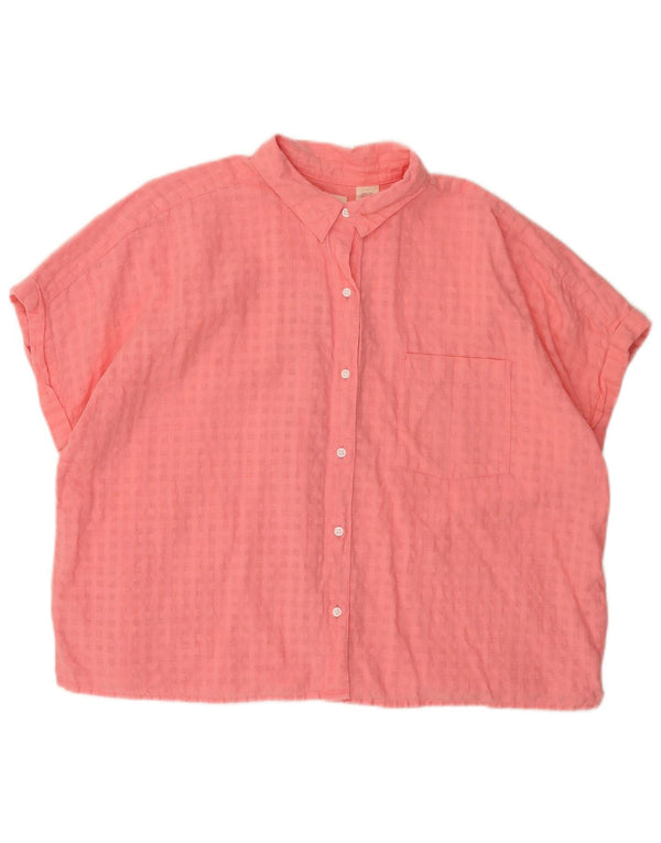 Levi's Camisa extragrande de manga corta para mujer UK 46 Large Pink Check
