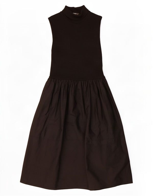 Zara Vestido Princesa Sin Mangas para Mujer UK 40 Mediano Algodón Negro