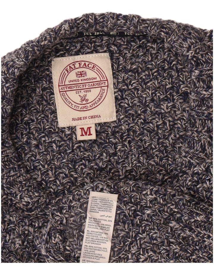 Jersey de hombre con cuello redondo de Fat Face de algodón moteado en azul medio