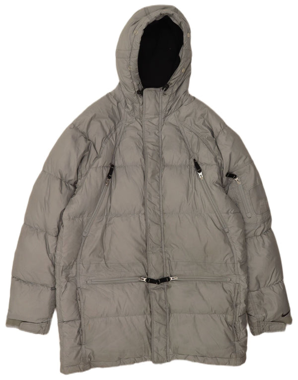 Nike Abrigo acolchado holgado con capucha para hombre UK 39/41 Poliéster gris medio