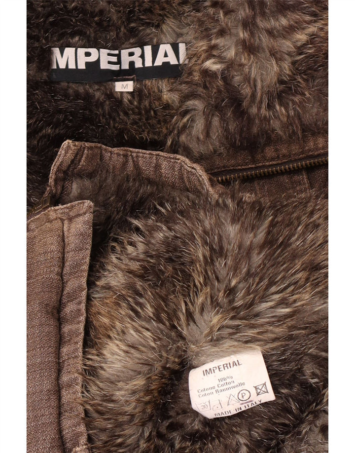 Chaqueta cortavientos Imperial para hombre Bomber Shearling UK 38 Algodón marrón medio
