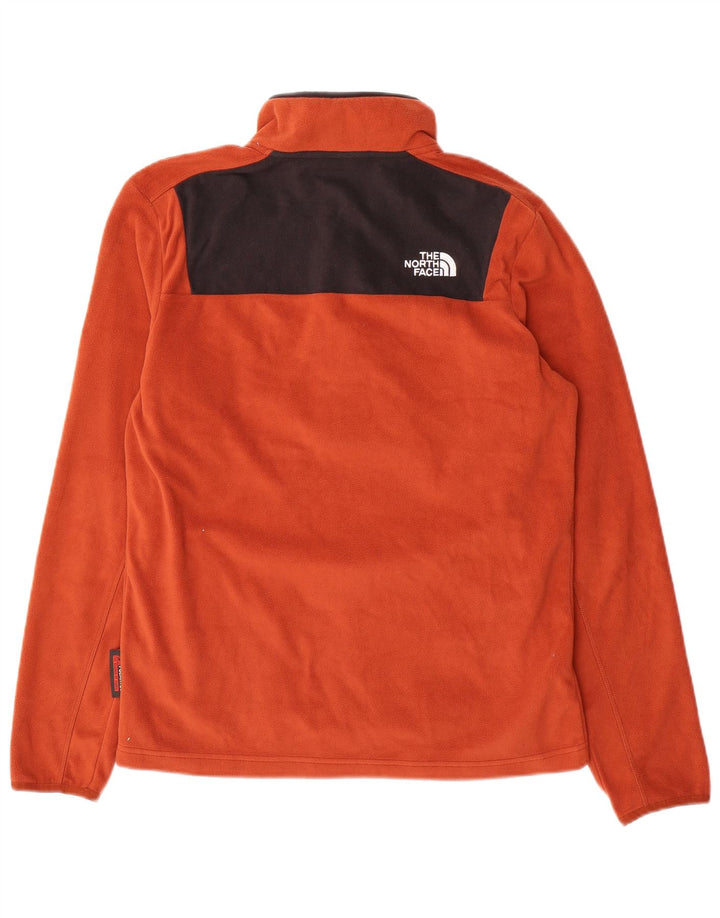 The North Face Jersey de forro polar con cuello con botones para hombre, color naranja pequeño