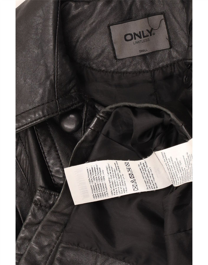 Only Chaqueta de cuero para mujer UK 40 Small Cuero negro