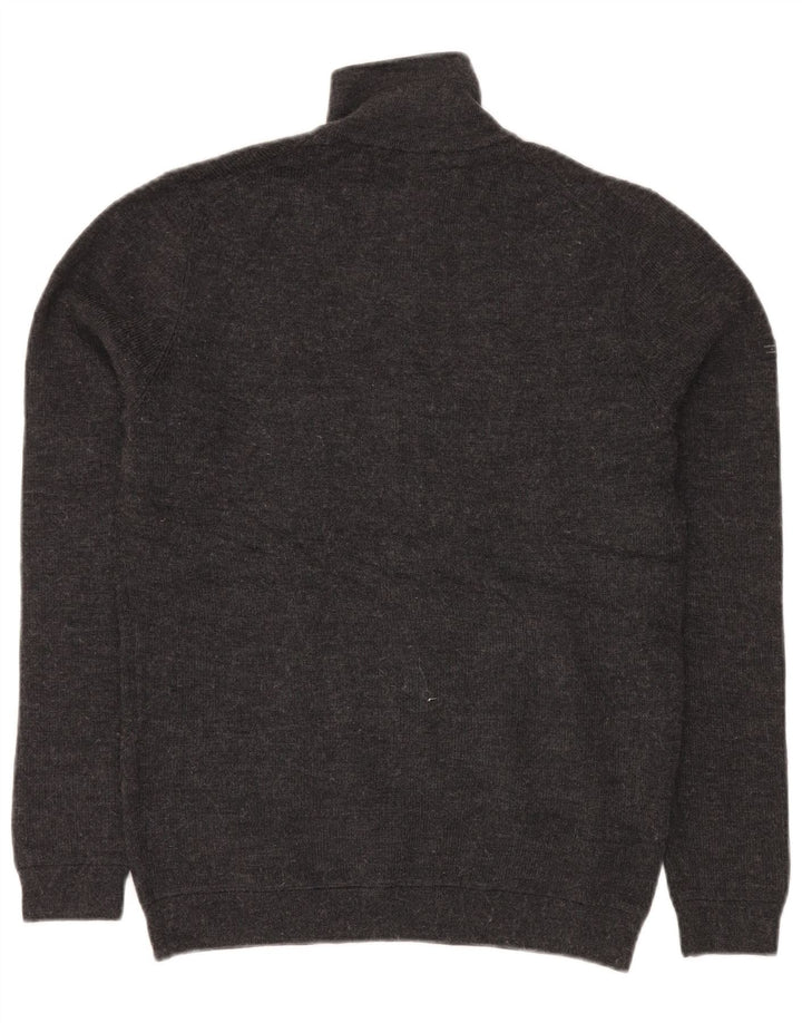 SUPERDRY Jersey con cuello y cremallera para hombre de lana merino gris medio
