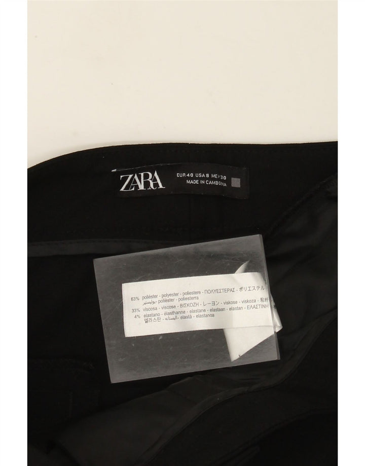 Zara Pantalones cortos ajustados para mujer US 8 Medium W30 L25 Poliéster negro