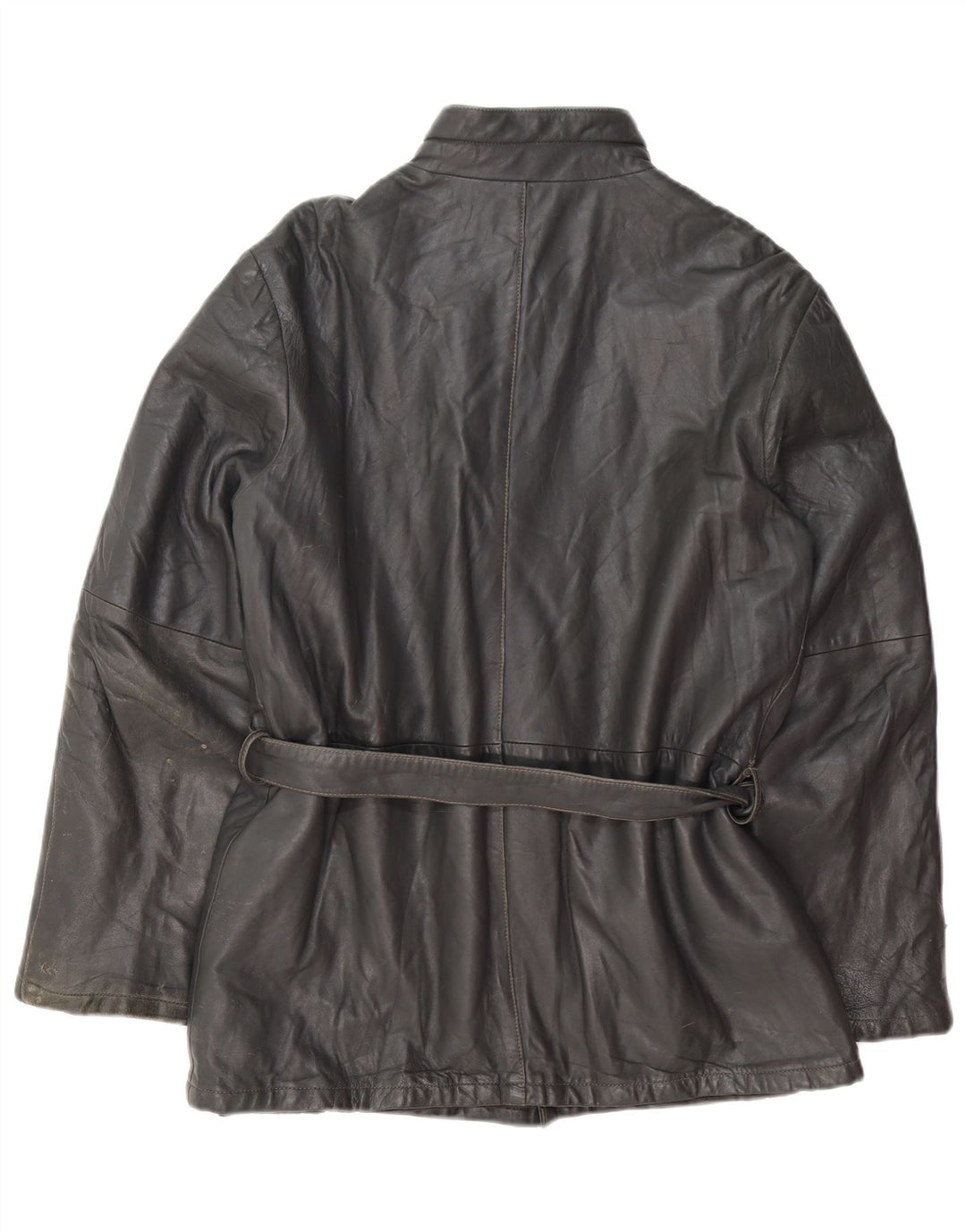 Chaqueta de cuero vintage para hombre IT 50 cuero negro grande