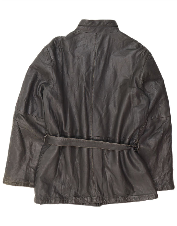 Chaqueta de cuero vintage para hombre IT 50 cuero negro grande