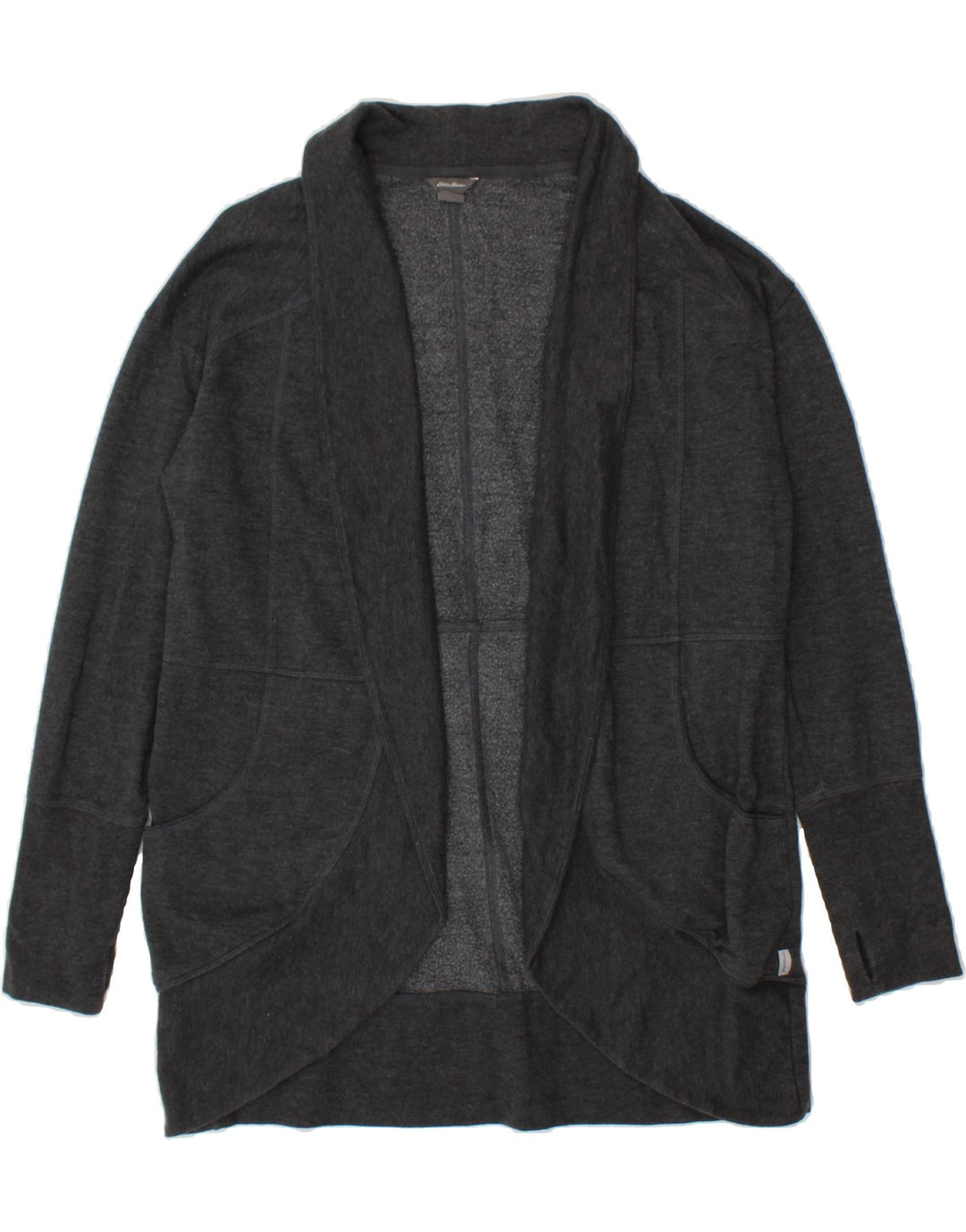 EDDIE BAUER Womens Longline Open Cardigan Sweater UK 14 Medium Grey Cotton Vintage Eddie Bauer and Second-Hand Eddie Bauer from Messina Hembry 