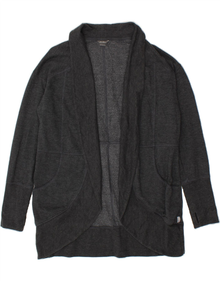 EDDIE BAUER Womens Longline Open Cardigan Sweater UK 14 Medium Grey Cotton Vintage Eddie Bauer and Second-Hand Eddie Bauer from Messina Hembry 