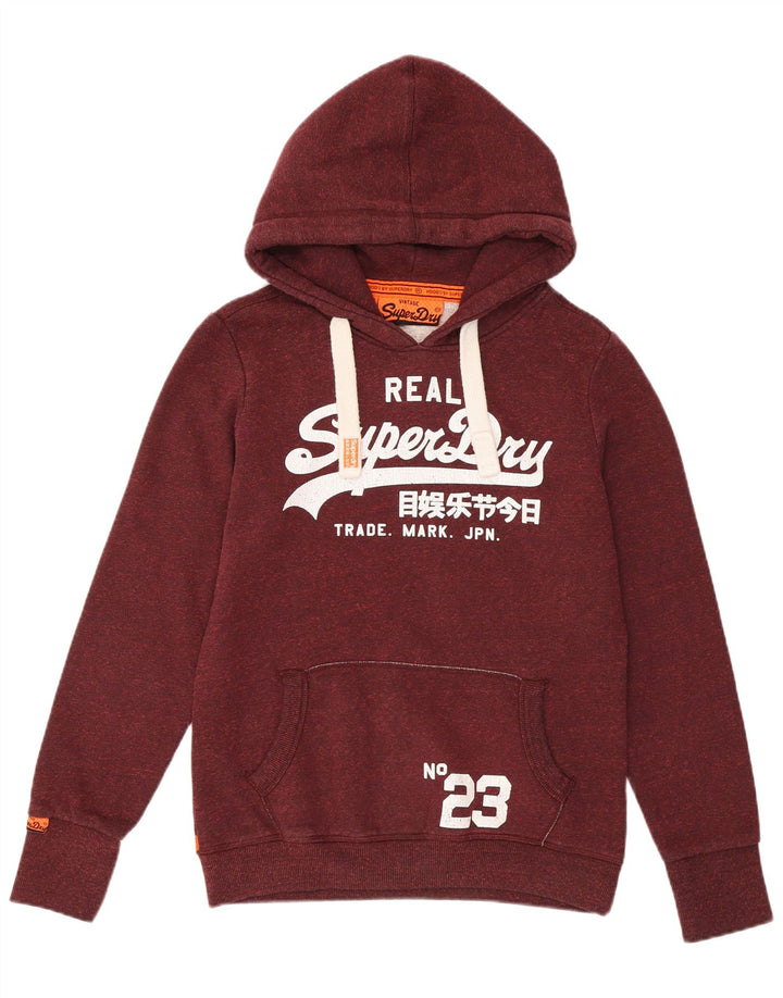 Superdry Jersey con capucha gráfica para mujer Reino Unido 44 Poliéster burdeos medio