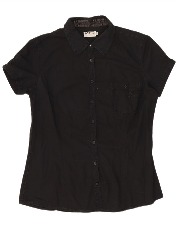 LEE Camisa de manga corta para mujer UK 46 Large Black Cotton