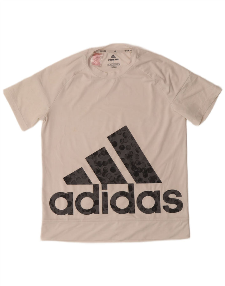 Adidas Chicos Climalite Graphic Camiseta Top 13-14 Años Grande Blanco Poliéster