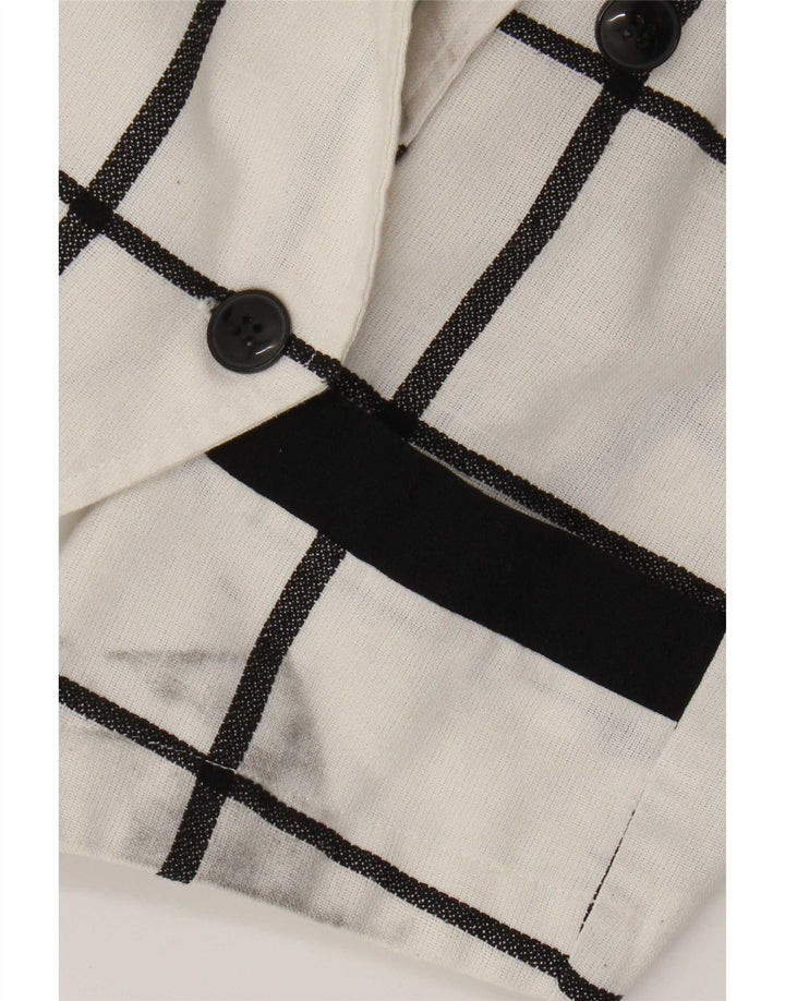 Vintage mujer crop chaqueta blazer de doble pecho EU 40 cheque blanco medio