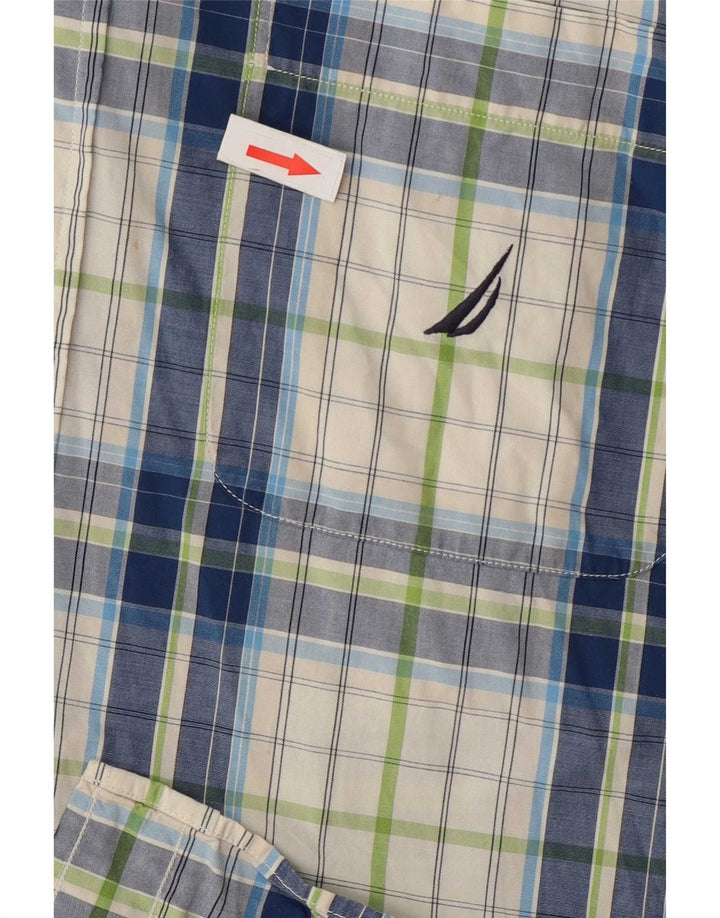 Nautica Camisa De Manga Corta Para Hombre De Algodón Con Cuadros Multicolores Grandes