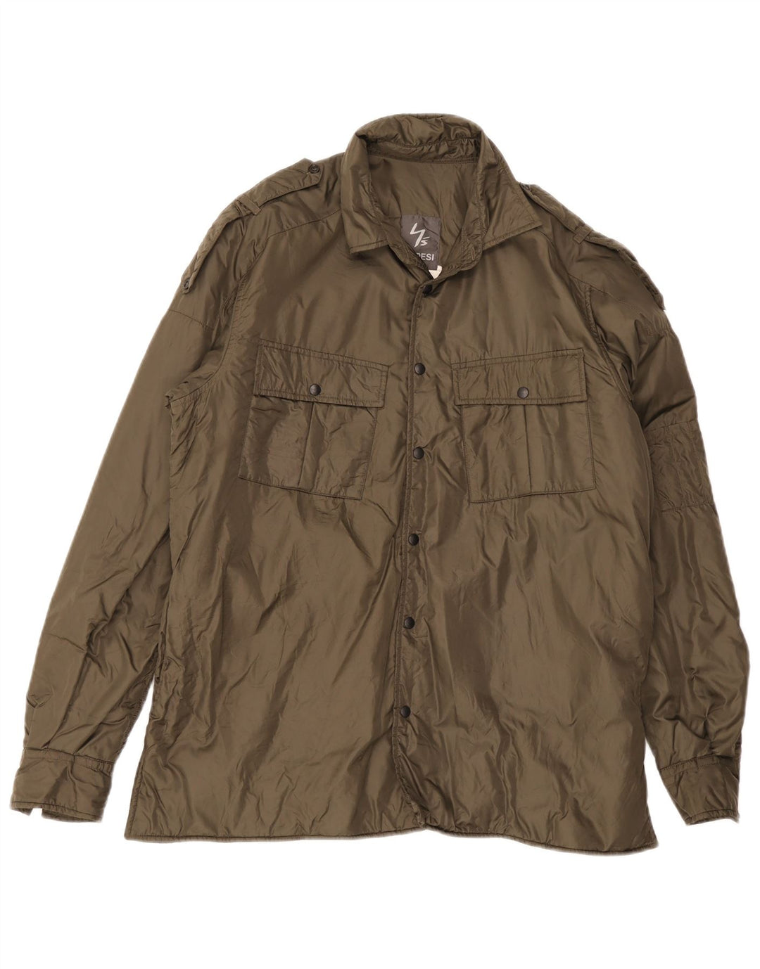 Aspesi Chaqueta militar para hombre UK 38 Medium Khaki Nylon