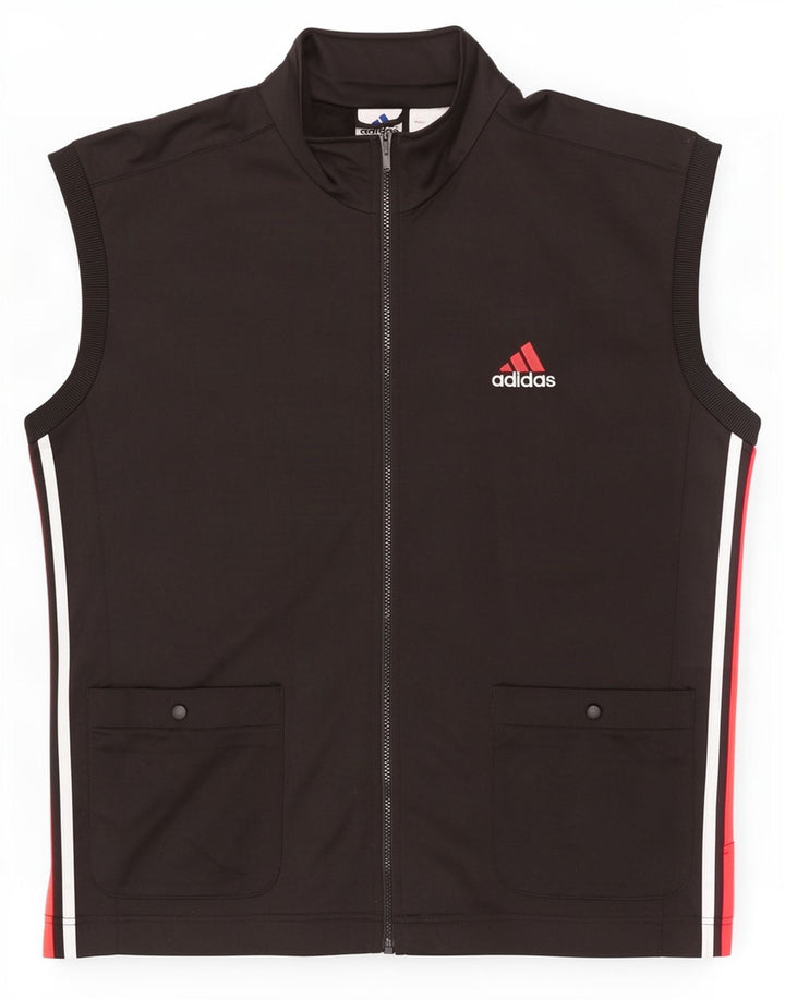 Adidas - Chaqueta de chándal sin mangas para hombre, talla grande, poliéster negro
