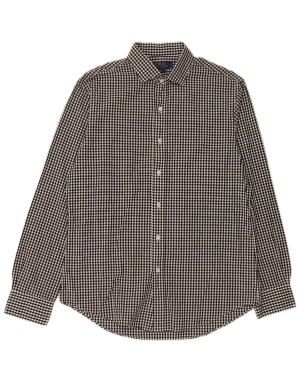 POLO RALPH LAUREN Camisa ajustada para hombre Algodón a cuadros negro grande