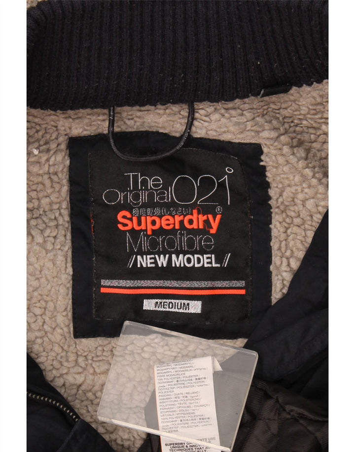 Superdry Parka Sherpa con capucha para mujer, talla 44, poliéster azul marino mediano