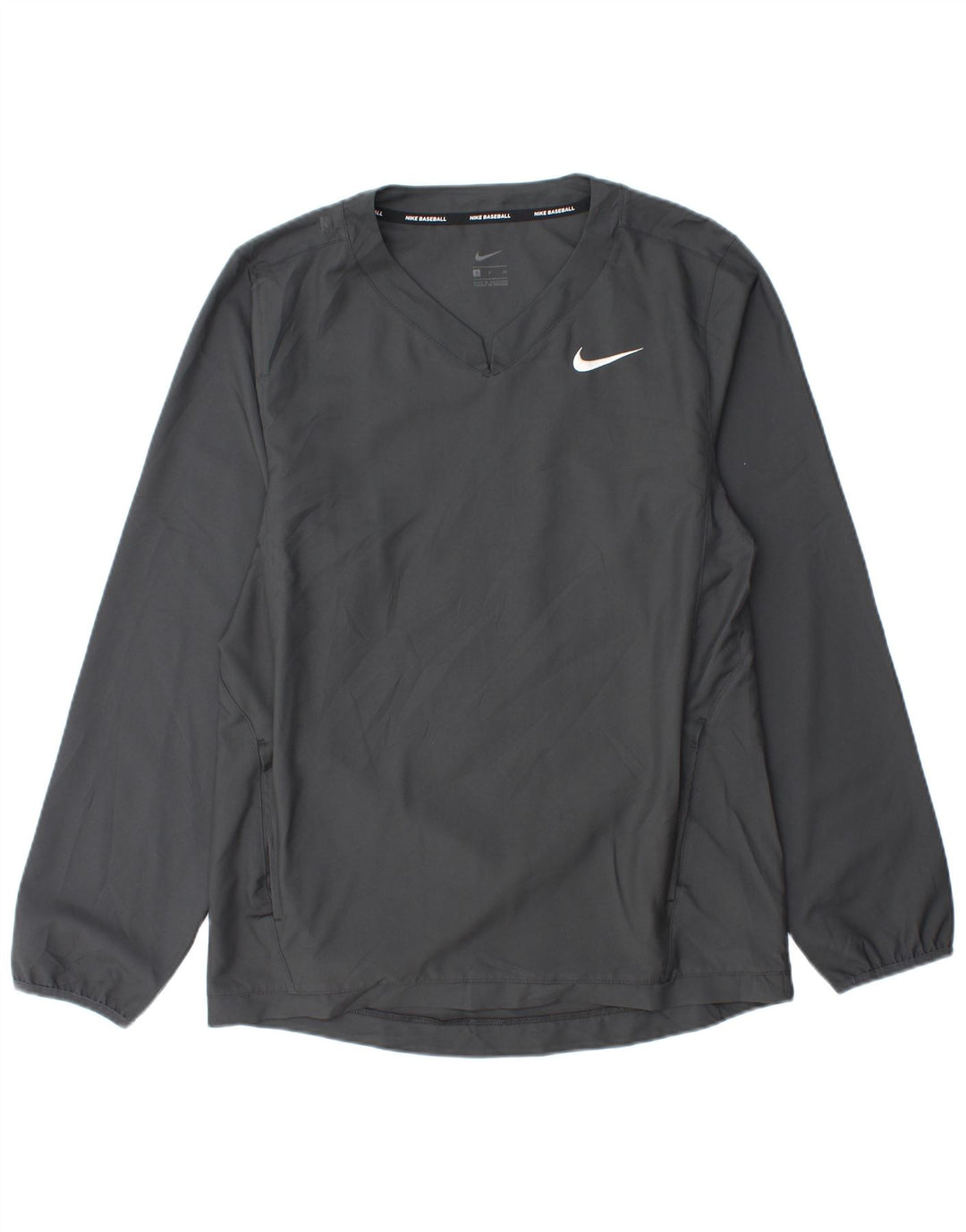 Nike - Camiseta de béisbol para hombre, manga larga, poliéster gris pequeño